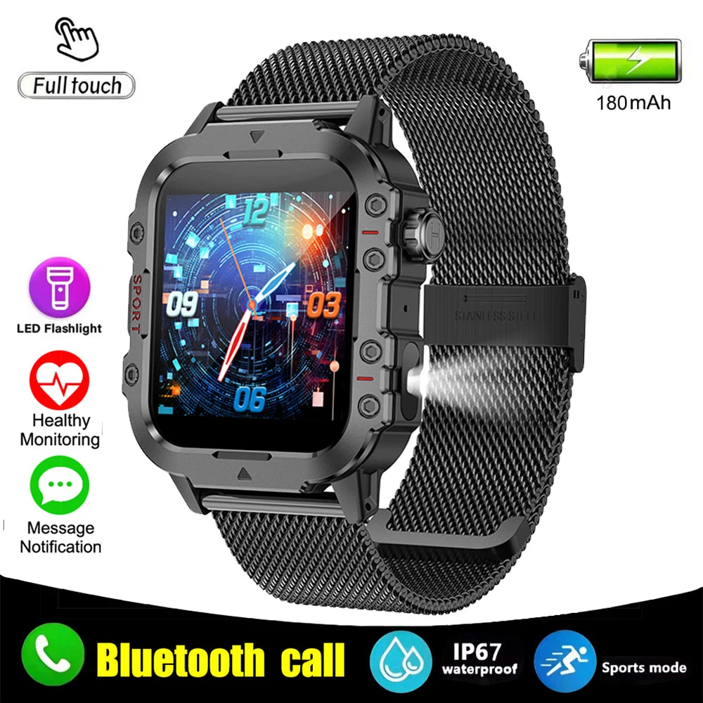 Smartwatch Militar Impermeável com Monitor de Saúde
