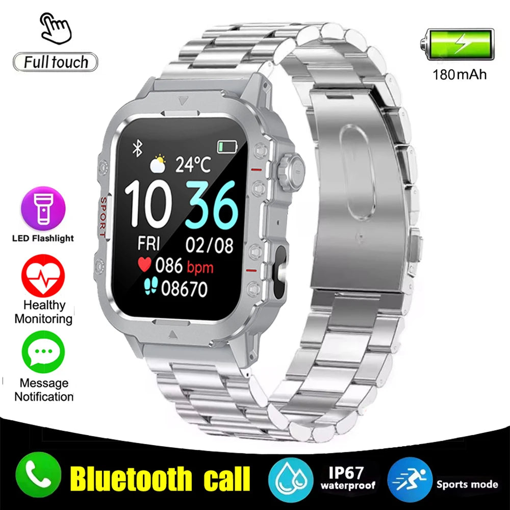 Smartwatch Militar Impermeável com Monitor de Saúde