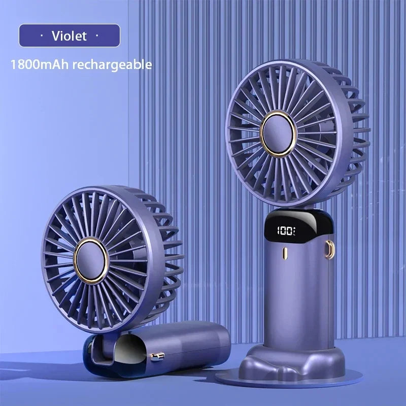 Ventoinha Portátil Recarregável com Suporte de Telemóvel
